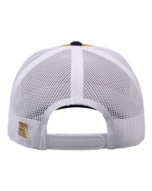 The Game GB452E Everyday Trucker Cap #color_Mustard Yellow/ Navy/ White