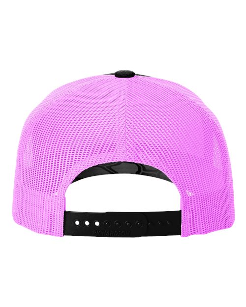 Richardson 112PFP Five-Panel Printed Trucker Cap #color_Kryptek Typhon/ Neon Pink