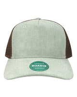 LEGACY ROADIE Five-Panel Trucker Cap #color_Sawgrass Corduroy/ Brown