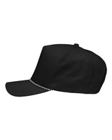 Sportsman SP1300 Five-Panel Rope Heritage Fit Cap #color_Black