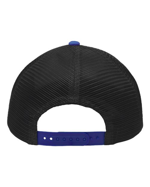 Sportsman SP1450 Traditional Lo-Pro Mesh Back Trucker Fit Cap #color_Heather Grey/ Charcoal/ Royal