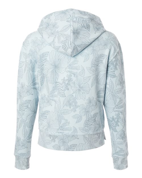 MV Sport W24105 Women's Maddie Floral Print Hooded Sweatshirt #color_Arctic Blue