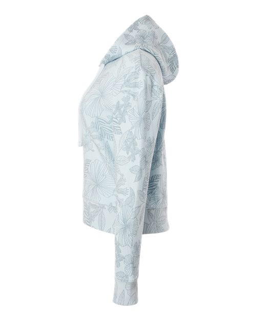 MV Sport W24105 Women's Maddie Floral Print Hooded Sweatshirt #color_Arctic Blue