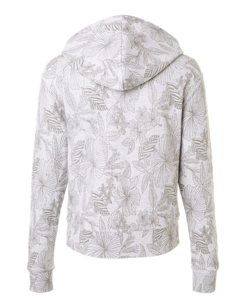 MV Sport W24105 Women's Maddie Floral Print Hooded Sweatshirt #color_Ash