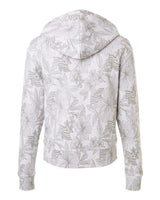 MV Sport W24105 Women's Maddie Floral Print Hooded Sweatshirt #color_Ash