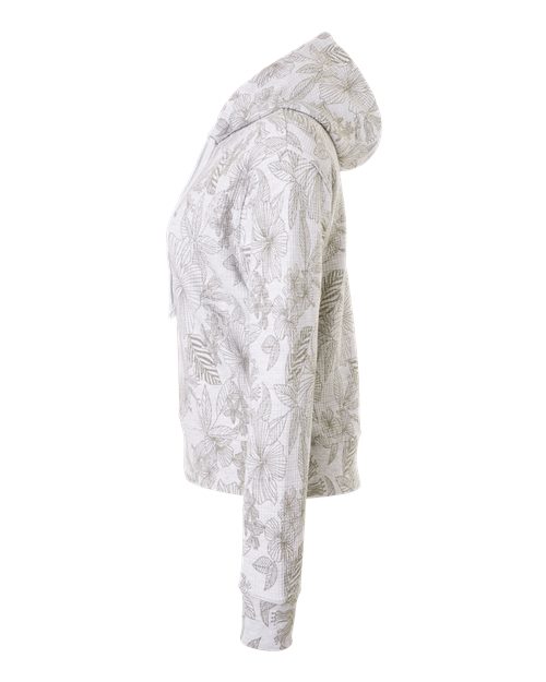 MV Sport W24105 Women's Maddie Floral Print Hooded Sweatshirt #color_Ash