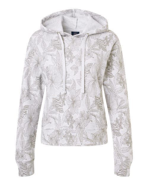MV Sport W24105 Women's Maddie Floral Print Hooded Sweatshirt #color_Ash