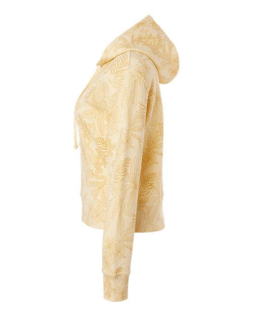 MV Sport W24105 Women's Maddie Floral Print Hooded Sweatshirt #color_Sun Ray