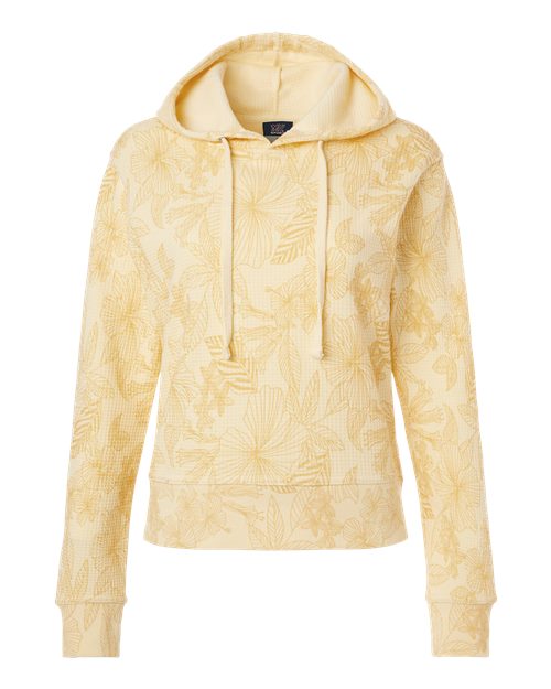MV Sport W24105 Women's Maddie Floral Print Hooded Sweatshirt #color_Sun Ray