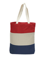 Q-Tees Q125900 11L Tri-Color Tote #color_Navy/ Natural/ Red