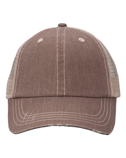 Valucap VC990 Contrast Stitch Cap #color_Brown/ Khaki