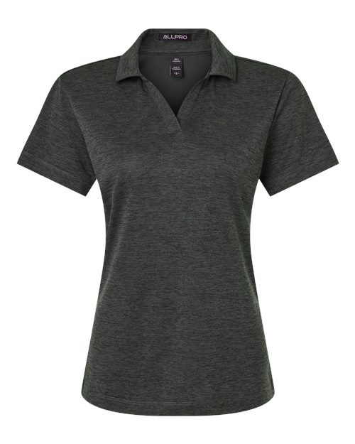 AllPro 4HM00L Women's Performance Mélange Polo #color_Black Melange