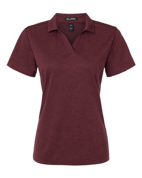 AllPro 4HM00L Women's Performance Mélange Polo #color_Maroon Melange