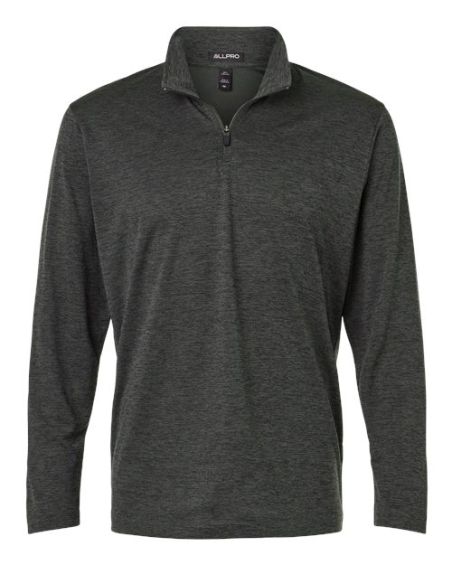 AllPro 4HM700 Performance Mélange Quarter-Zip Pullover #color_Black Melange
