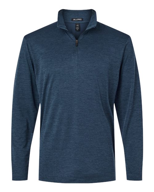 AllPro 4HM700 Performance Mélange Quarter-Zip Pullover #color_Navy Melange