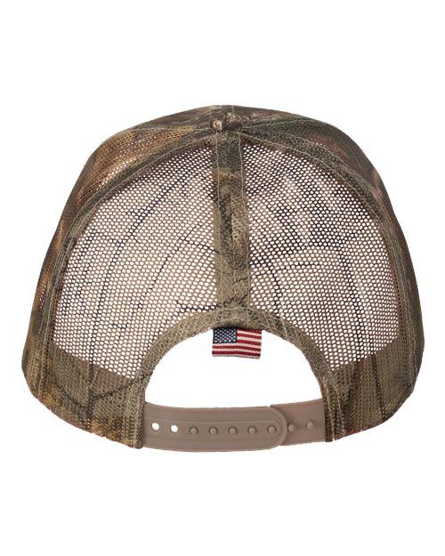 Kati LC350M Camo Woven USA Flag Mesh Cap #color_Xtra/ Xtra/ USA Flag Mesh