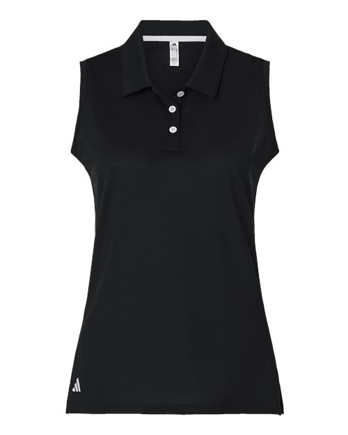 Adidas A1005 Women's Ottoman Sleeveless Polo #color_Black