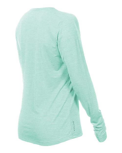ANETIK WSBRZL0 Women's Breeze Tech Long Sleeve T-Shirt #color_Seafoam Heathered