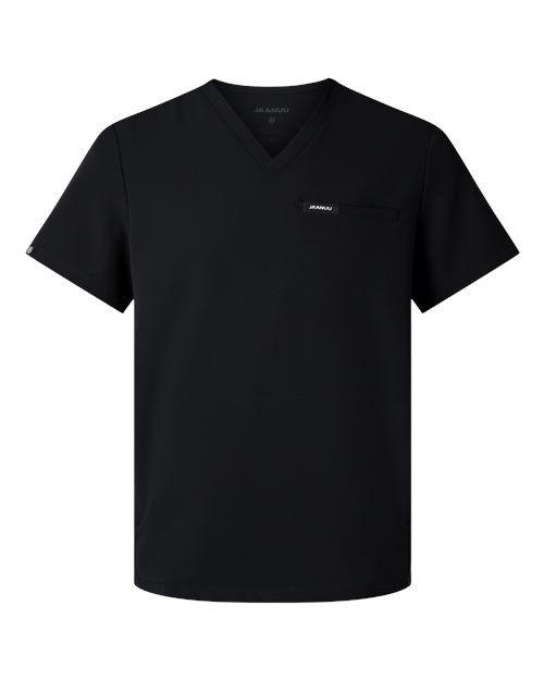 Jaanuu M10002 Platt 3-Pocket Scrub V-Neck Top #color_Black