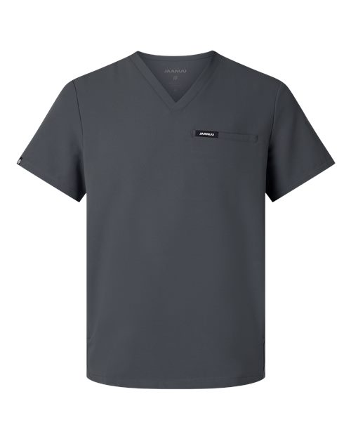 Jaanuu M10002 Platt 3-Pocket Scrub V-Neck Top #color_Carbon Grey