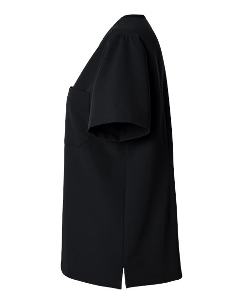 Jaanuu W10001 Women's Rhena Essential 1-Pocket Scrub V-Neck Top #color_Black