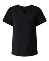 Jaanuu W10001 Women's Rhena Essential 1-Pocket Scrub V-Neck Top #color_Black
