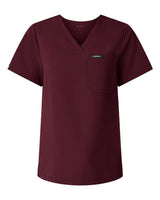 Jaanuu W10001 Women's Rhena Essential 1-Pocket Scrub V-Neck Top #color_Burgundy