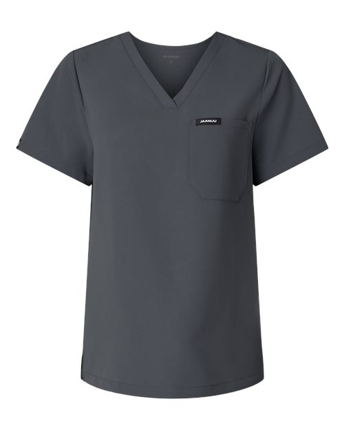 Jaanuu W10001 Women's Rhena Essential 1-Pocket Scrub V-Neck Top #color_Carbon Grey