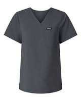 Jaanuu W10001 Women's Rhena Essential 1-Pocket Scrub V-Neck Top #color_Carbon Grey