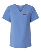 Jaanuu W10001 Women's Rhena Essential 1-Pocket Scrub V-Neck Top #color_Ceil Blue