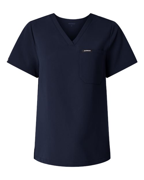 Jaanuu W10001 Women's Rhena Essential 1-Pocket Scrub V-Neck Top #color_Midnight Navy