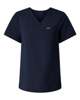 Jaanuu W10001 Women's Rhena Essential 1-Pocket Scrub V-Neck Top #color_Midnight Navy