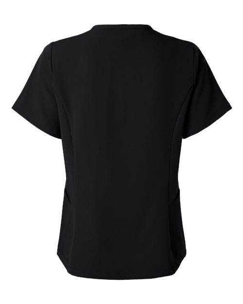 Jaanuu W10003 Women's Calix Fit & Flare Scrub V-Neck Top #color_Black