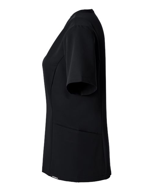 Jaanuu W10003 Women's Calix Fit & Flare Scrub V-Neck Top #color_Black