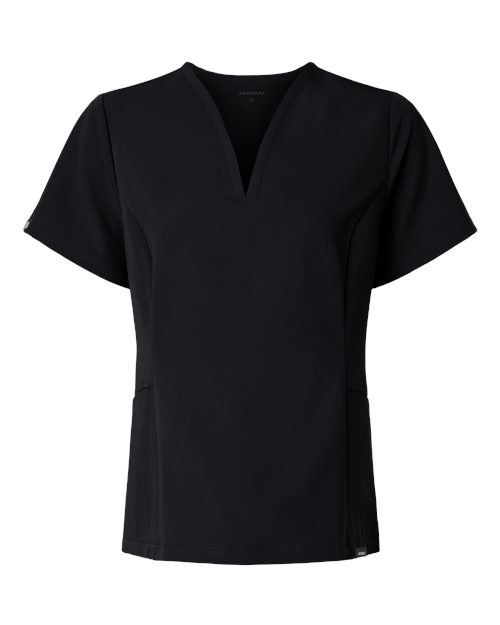 Jaanuu W10003 Women's Calix Fit & Flare Scrub V-Neck Top #color_Black