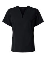 Jaanuu W10003 Women's Calix Fit & Flare Scrub V-Neck Top #color_Black