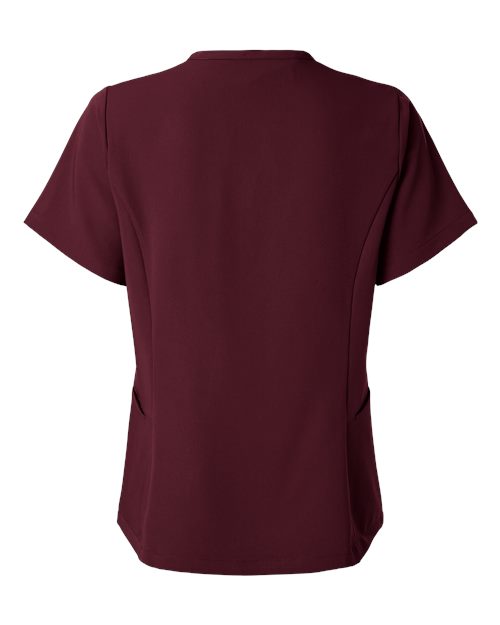 Jaanuu W10003 Women's Calix Fit & Flare Scrub V-Neck Top #color_Burgundy