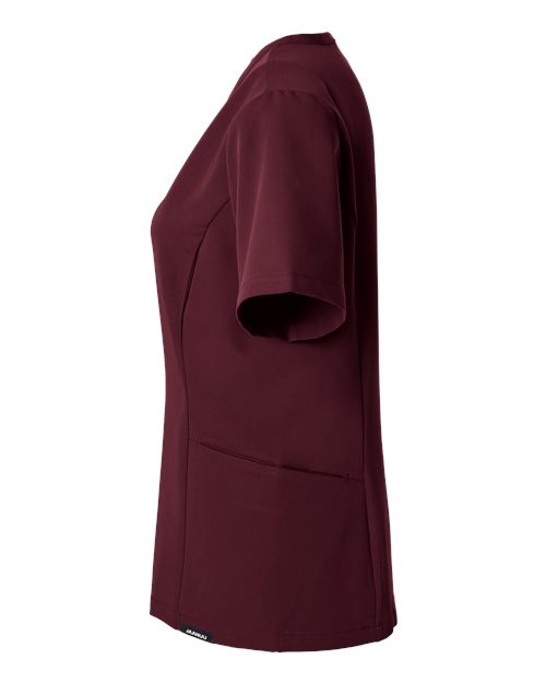 Jaanuu W10003 Women's Calix Fit & Flare Scrub V-Neck Top #color_Burgundy