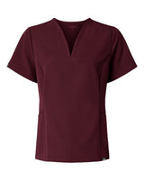 Jaanuu W10003 Women's Calix Fit & Flare Scrub V-Neck Top #color_Burgundy