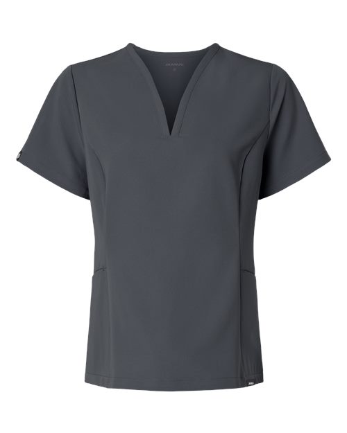 Jaanuu W10003 Women's Calix Fit & Flare Scrub V-Neck Top #color_Carbon Grey