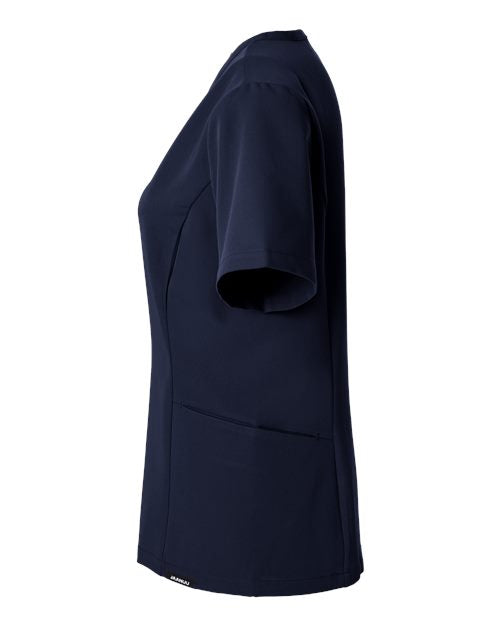 Jaanuu W10003 Women's Calix Fit & Flare Scrub V-Neck Top #color_Midnight Navy