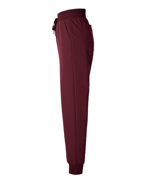 Jaanuu W20003 Women's Silex Knit-Waist Scrub Joggers #color_Burgundy