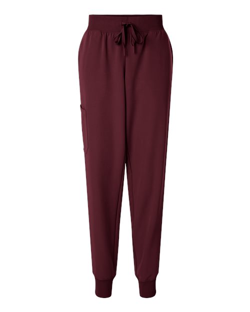 Jaanuu W20003 Women's Silex Knit-Waist Scrub Joggers #color_Burgundy