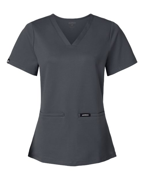 Jaanuu W30003 Women's Cesi Ultrasoft Scrub V-Neck Top #color_Carbon Grey