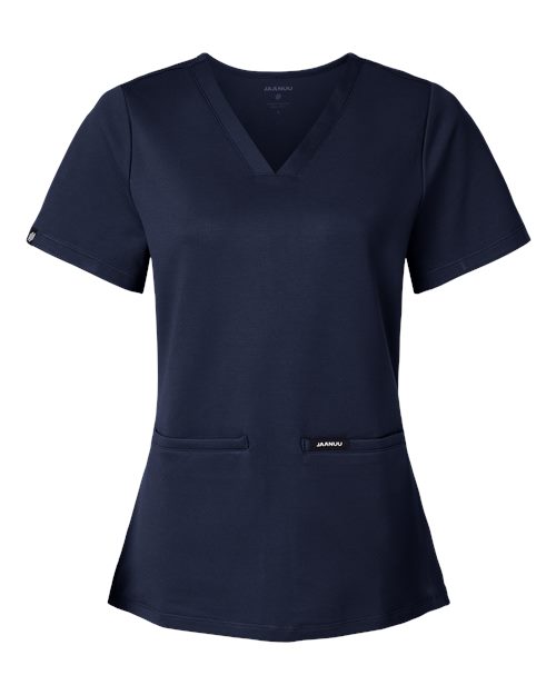 Jaanuu W30003 Women's Cesi Ultrasoft Scrub V-Neck Top #color_Midnight Navy