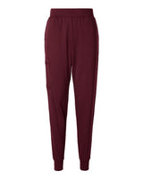 Jaanuu W40001P Women's Rubi Ultrasoft Scrub Joggers - Petite Sizes #color_Burgundy