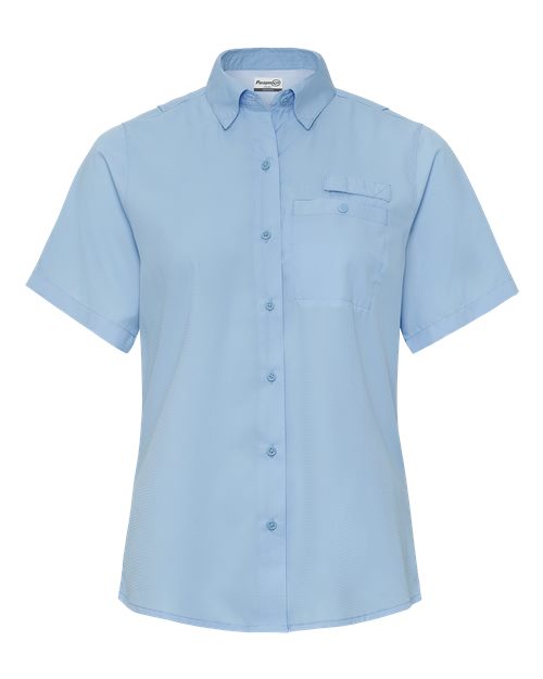 Paragon 704 Women's Hatteras Performance Short Sleeve Fishing Shirt #color_Blue Mist