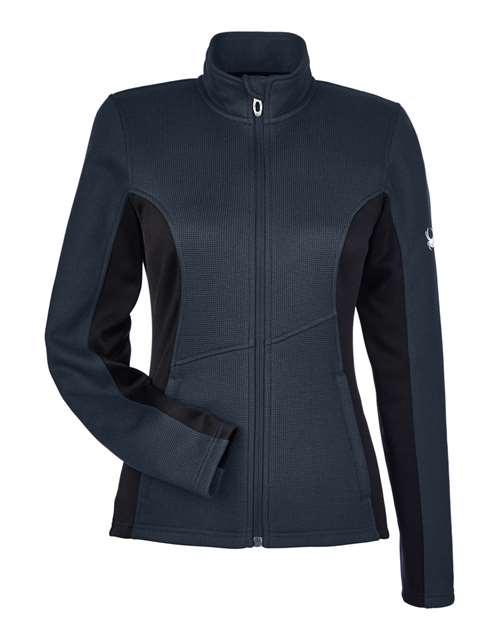 Spyder 187335 Ladies' Constant Full-Zip Sweater Fleece Jacket #color_FRNTIER/ BLK/ WH