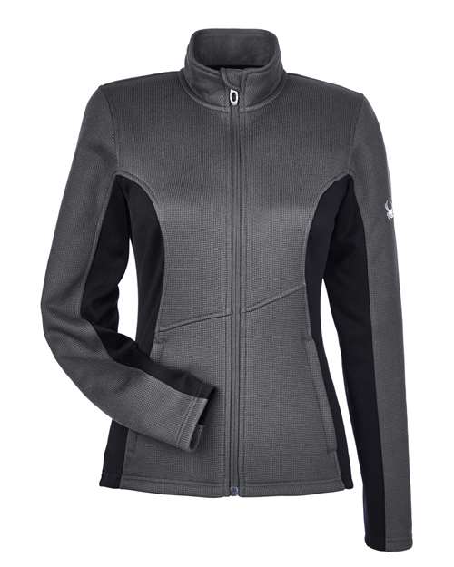 Spyder 187335 Ladies' Constant Full-Zip Sweater Fleece Jacket #color_POLAR/ BLK/ WHT