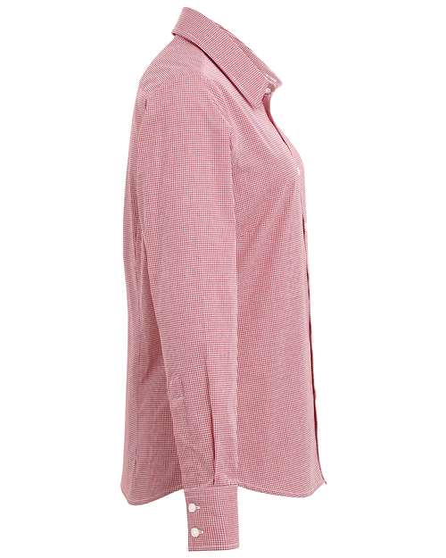 Artisan Collection by Reprime RP320 Ladies' Microcheck Gingham Long-Sleeve Cotton Shirt #color_RED/ WHITE